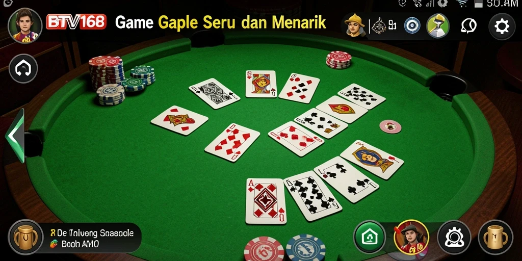 Tampilan gameplay Gaple yang seru dan interaktif di BTV168.