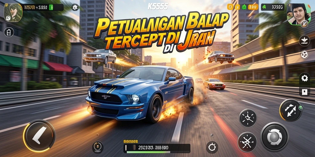 Screenshot K5555 menampilkan aksi balapan yang seru dan grafis menawan.