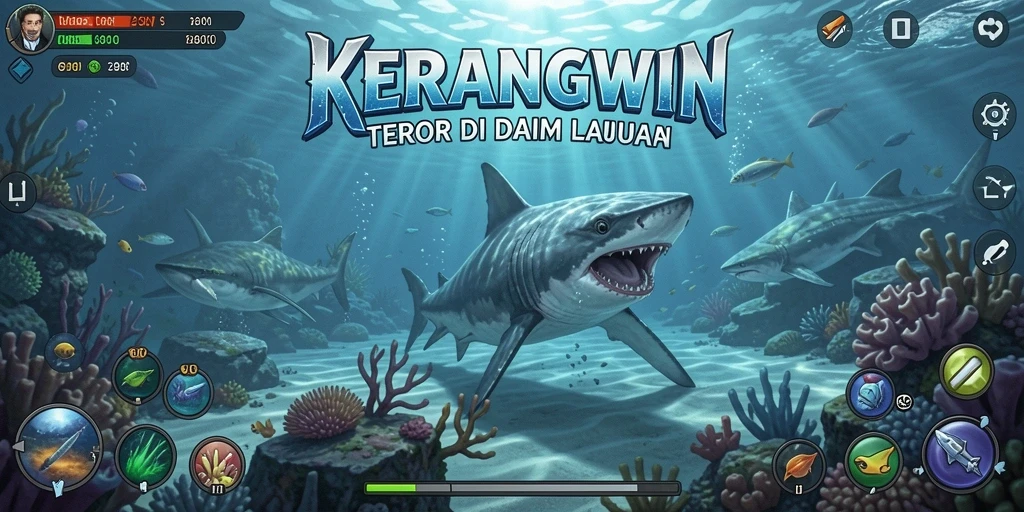 Screenshot gameplay KERANGWIN menunjukkan kegelapan dan ketegangan yang meresap.